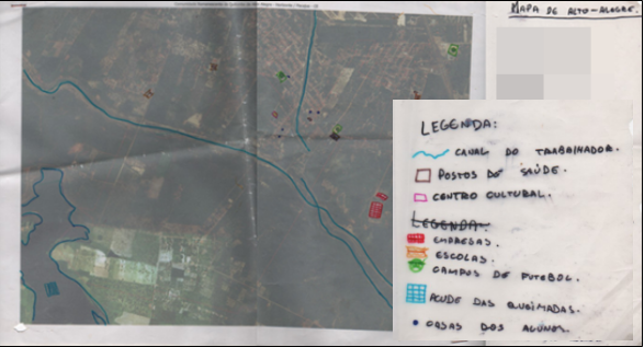 Figura 4 - Mapa, com legenda ampliada, construído pela
Equipe 1
