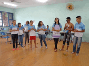 Leitura
do ECA e da cartilha e elabora&ccedil;&atilde;o, com apresenta&ccedil;&atilde;o, de uma &ldquo;Esquete Teatral&rdquo;
sobre a tem&aacute;tica &ldquo;trabalho infantil&rdquo; com quest&otilde;es da realidade que os cerca.