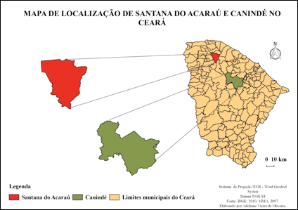 Figura 2 - Mapa de Localização de Santana do Acaraú e
Canindé no Ceará.