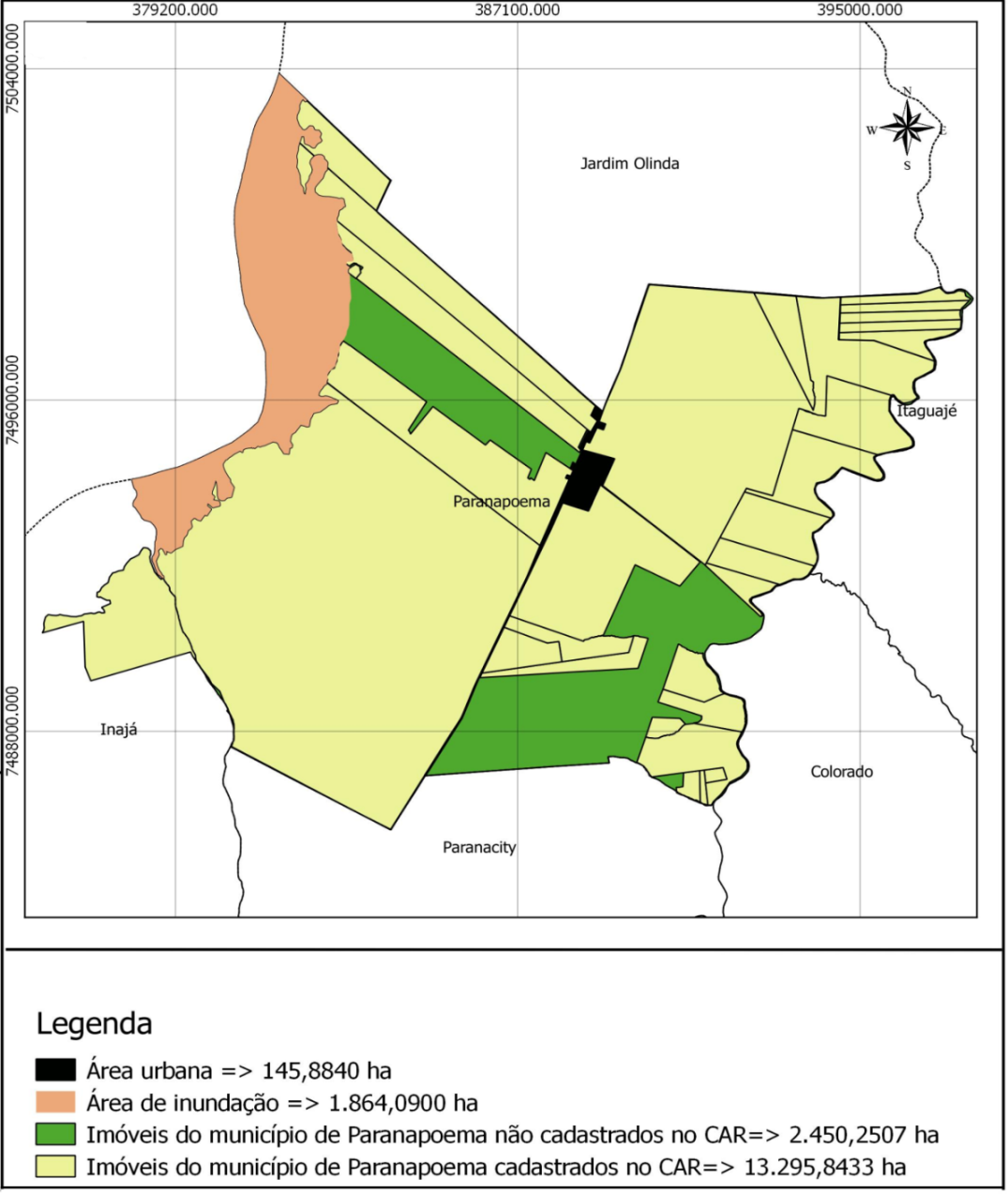 Mapa 2 &ndash; &Aacute;rea de Paranapoema cadastrada no CAR