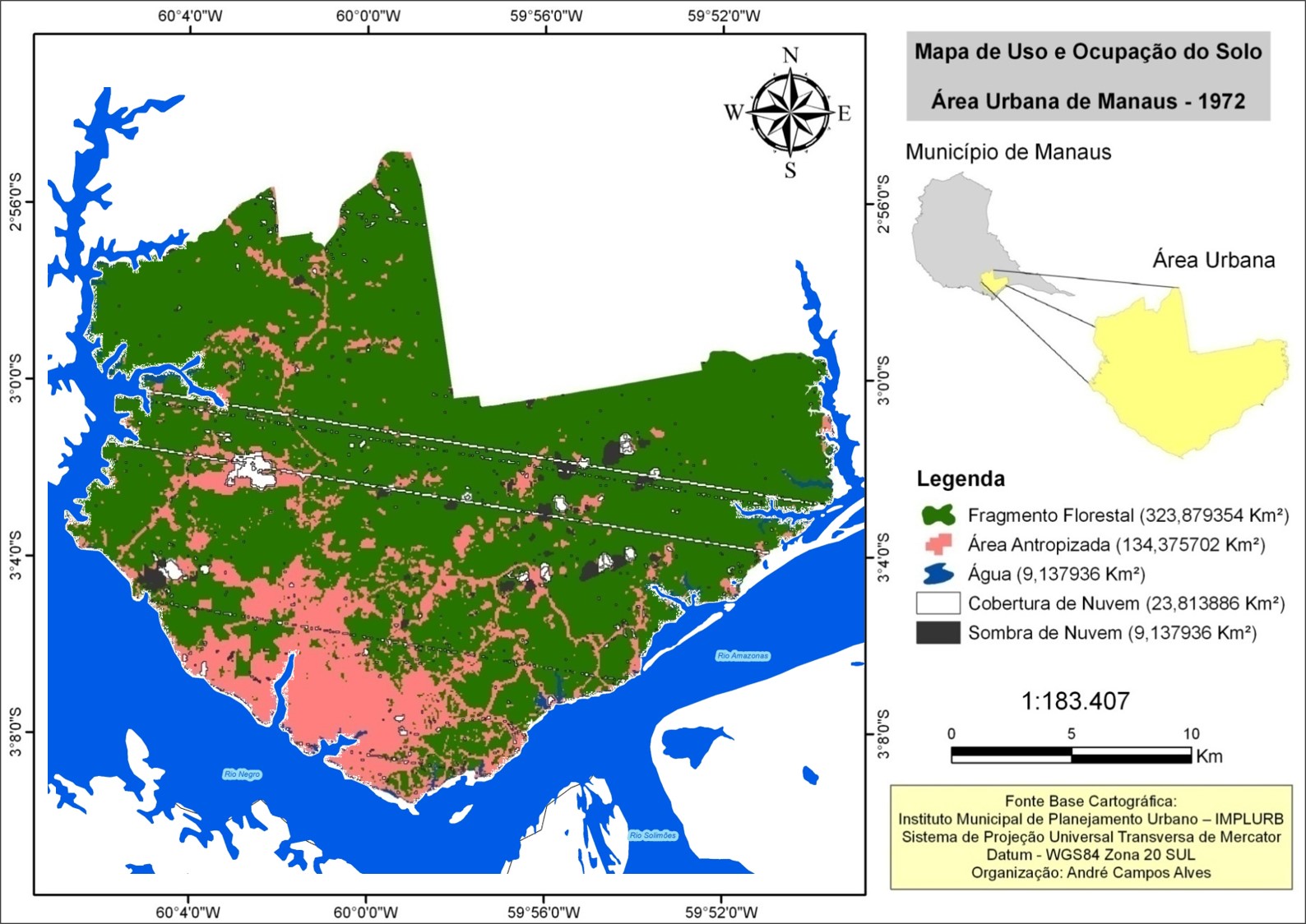 Figura 2 - Mapa de Uso e ocupação do solo da área urbana de Manaus - 1972