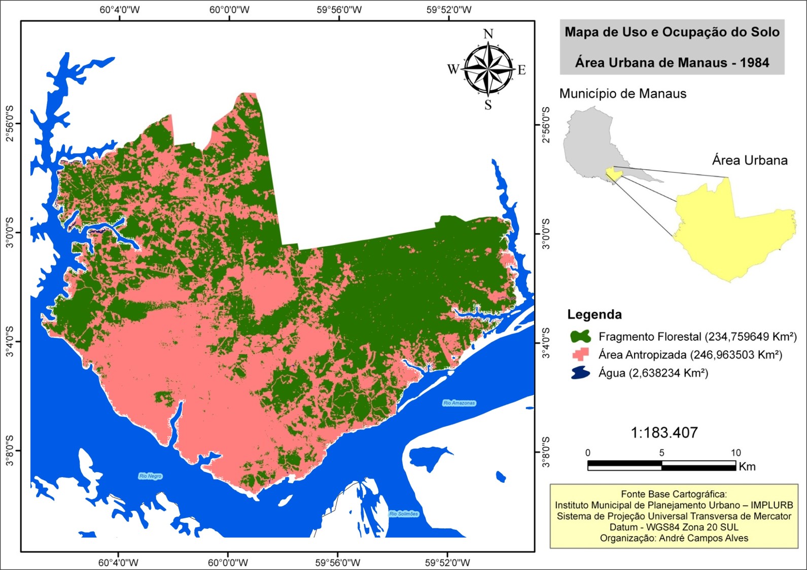 Figura 3 - Uso e ocupação do solo da área urbana de Manaus - 1984