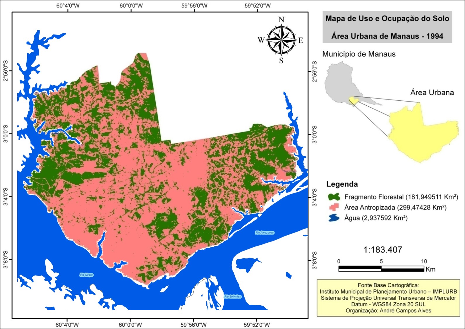 Figura 4 - Uso e ocupação do solo da área urbana de Manaus - 1994