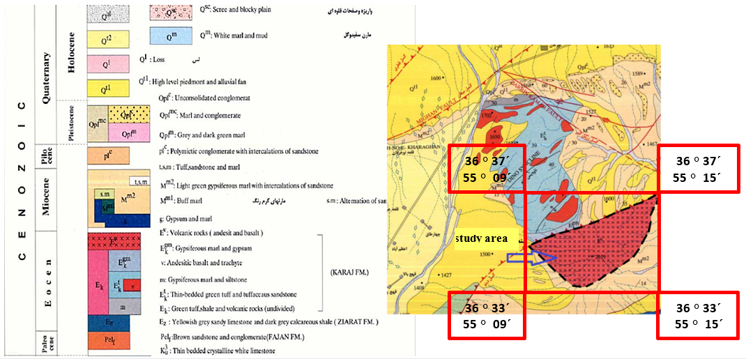 Figure 2 - Location of Siah Kooh region on a map of 1: 100000 Khosh Yeylagh map (Black Sea and 2004).