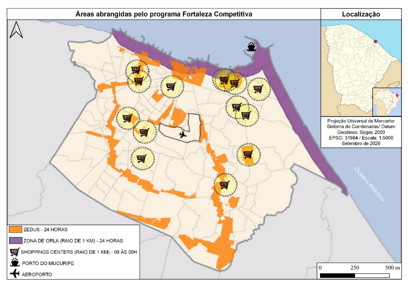 Figura 5 &ndash; Mapa das &aacute;reas abrangidas pelo programa Fortaleza Competitiva