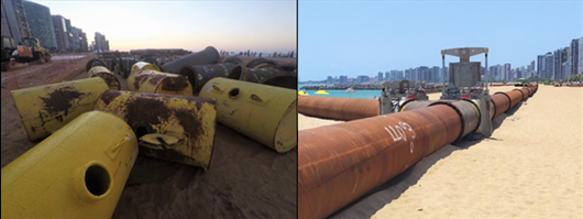 Figura 7 &ndash; In&iacute;cio das obras de engorda do aterro da Praia de Iracema