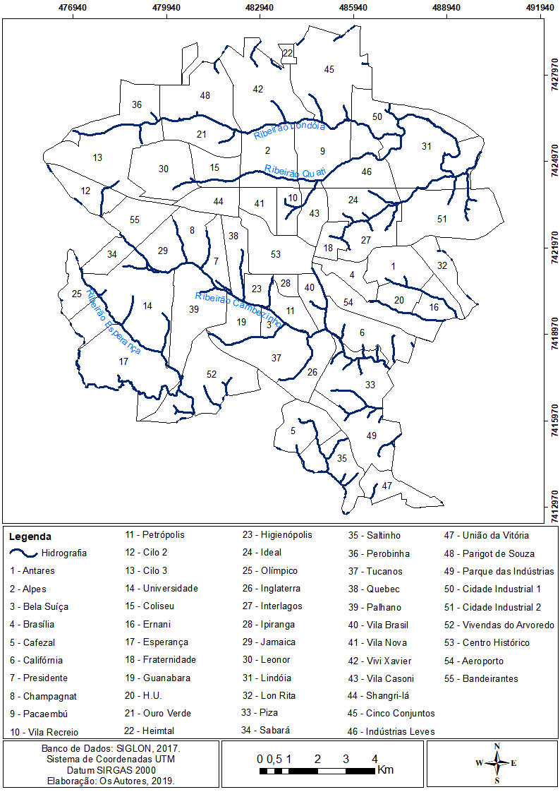 Figura 2 - Bairros que abrangem a &aacute;rea de estudo