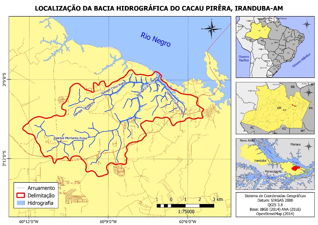 Figura 1 – Localização geográfica da Bacia Hidrográfica do Cacau Pirêra.