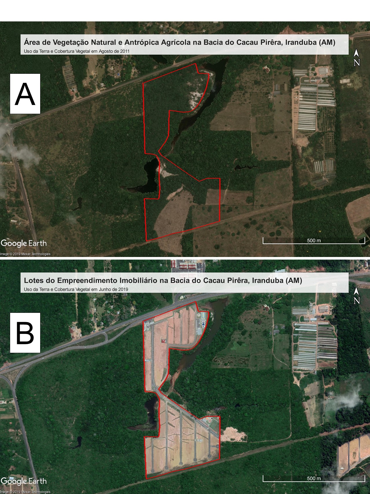Figura 7 - Mudança no uso da terra na Bacia Hidrográfica do Cacau Pirêra.