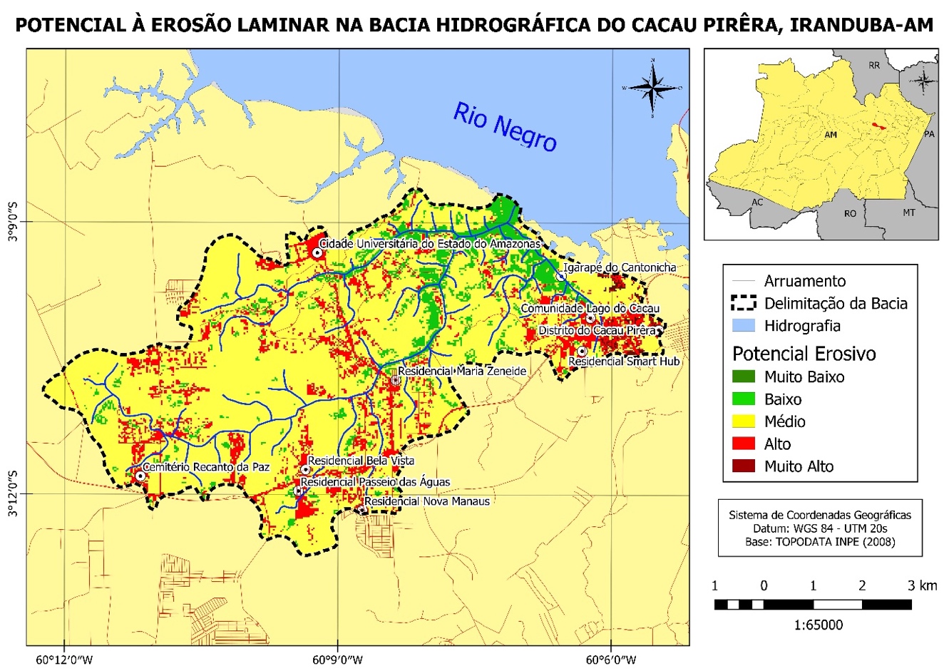 Figura 8 - Potencial erosivo da Bacia Hidrográfica do Igarapé do Cacau Pirêra.