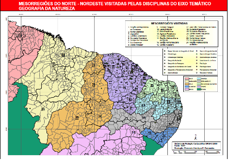 Mapa 1 – Aulas de Campo do Eixo Temático Geografia da Natureza