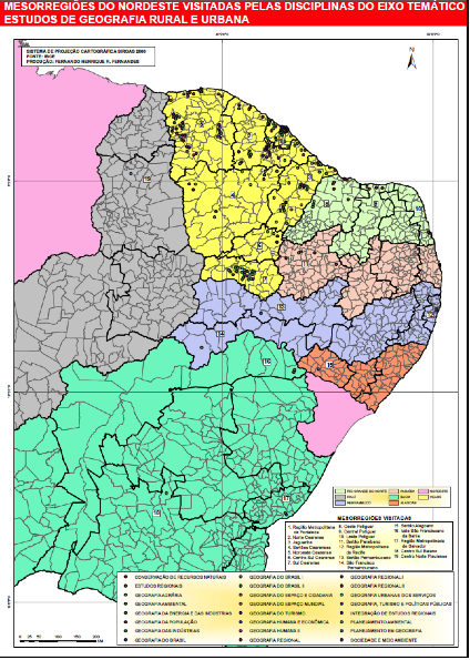 Mapa 2 – Aulas de Campo do Eixo Temático Geografia Rural e Urbana
