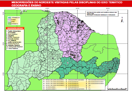 Mapa 3 – Aulas de Campo do Eixo Temático Geografia e Ensino