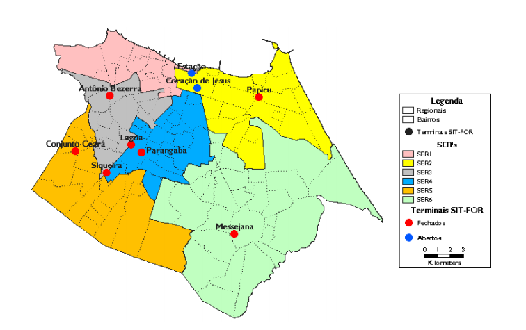 Figura 1 – Distribuição dos terminais de integração, Fortaleza-CE