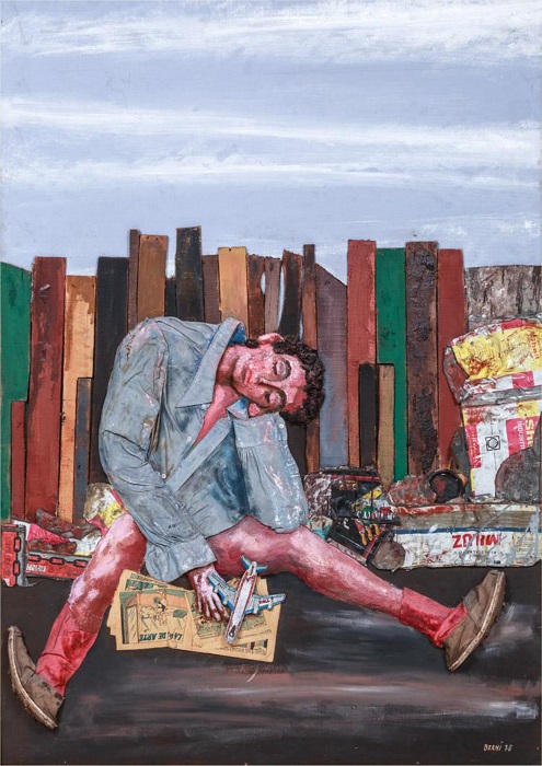BERNI. Juanito dormido, 1978. Assemblage.156 x 111
							cm.