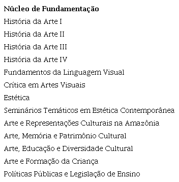 Elenco de Disciplinas do N�cleo de Fundamentac�o