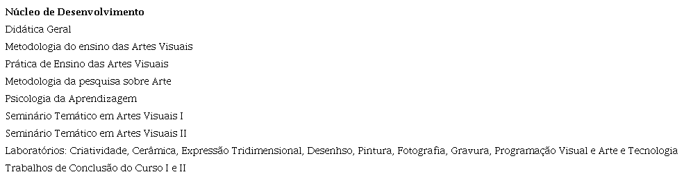 Elenco das Disciplinas do N�cleo Desenvolvimento