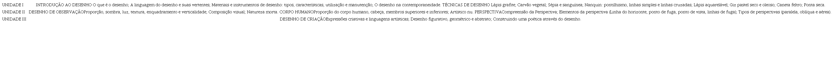 Conte�dos program�ticos do &ldquo;Laborat�rio de Desenho&rdquo;