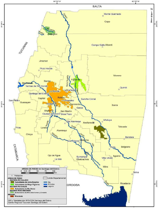 Localización de las regiones productoras de alfalfa en Santiago del Estero (Argentina)