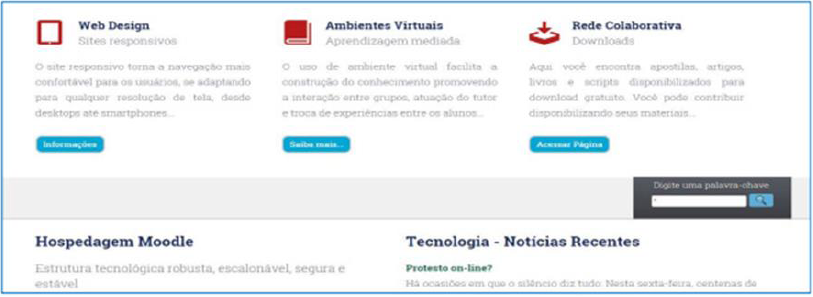 Botões na área de destaque