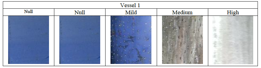 Stages of failure for vessel 1.
