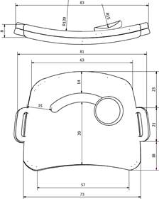 Planos dimensionales del dispositivo de movilidad pulgar. 