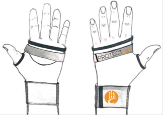 Boceto de guante inmovilizador.