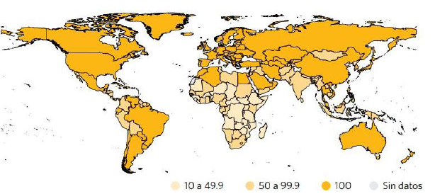 The proportion of the world population with access to electricity for the year 2018 (Percentage).