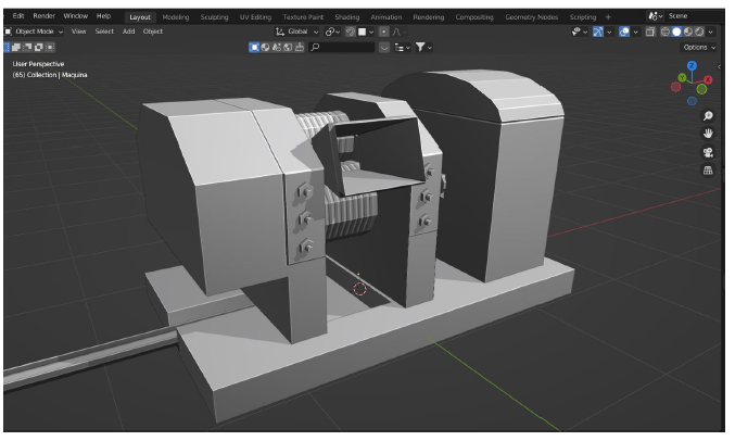 Modelo de Trapiche en el software de modelado 3D Blender Optimizado para Realidad Virtual.