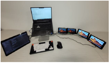 Setup for emulating the proposed power aggregator: left) Raspberry Pi + screen, right) computer with Matlab Simulink for the emulation of the active-distribution network.