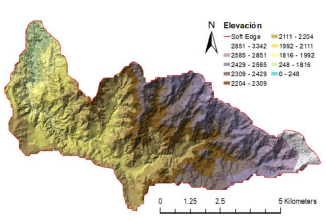 Mapa de elevaci�n digital.