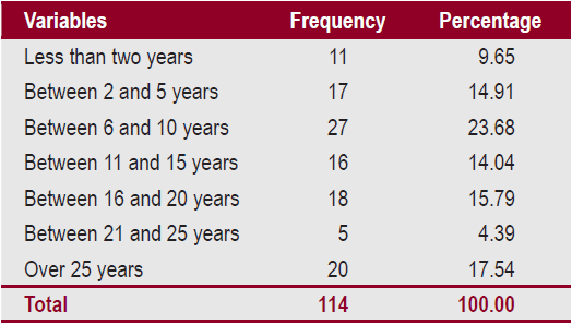 Profile of Controllers &ndash; Professional Experience