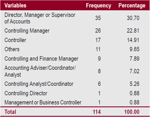 Profile of Controllers &ndash; Title of Hierarchical Position