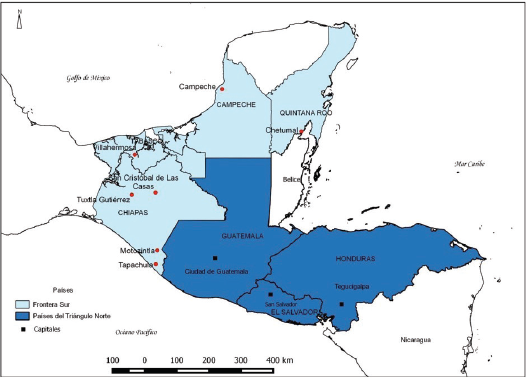 Frontera sur de México y países del Triángulo Norte de Centroamérica