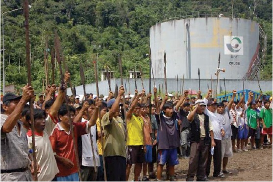 Protesta de aguaruna-huampisas en Bagua, norte de Perú