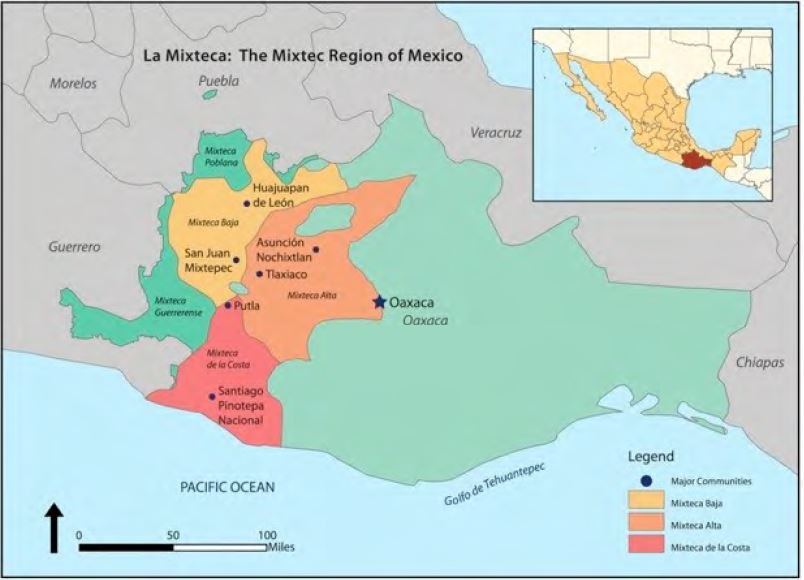 Mapa de la región mixteca