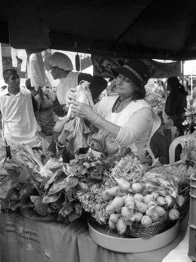 Ikebana. Los mercados, a pesar de estar ubicados en un lugar específico en la mayoría de las poblaciones del país, cobran un singular valor cuando son instalados, así sea de manera temporal. Los mercados se dinamizan y se generan nuevas relaciones de valor bajo el pretexto de vivir un día de mercado fuera de lo corriente.