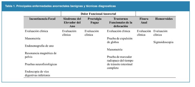 Principales enfermedades anorrectales benignas y t&eacute;cnicas diagnosticas
