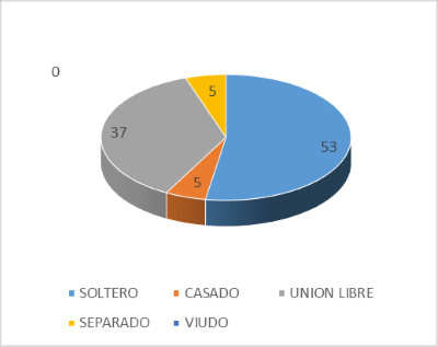 Estado Civil estudiantes del programa de pregrado Enfermería