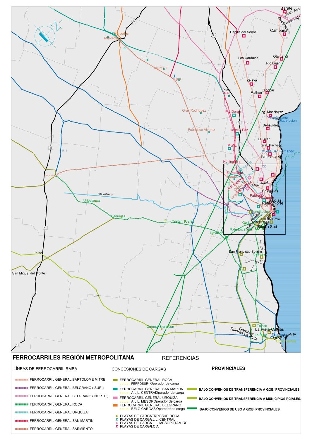 Red ferroviaria en la RMBA