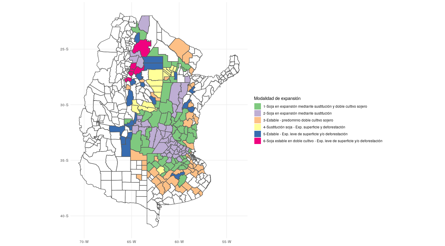 Modalidades de expansin sojera, Argentina (zonas sojeras) 1988-2002