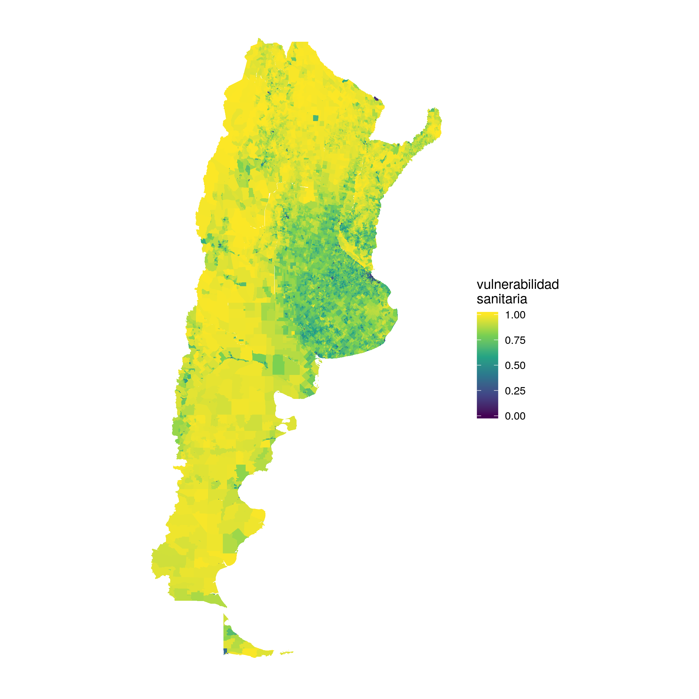 Distribucin del ndice de Vulnerabilidad Sanitaria a nivel radio censal. Argentina, 2010-2018