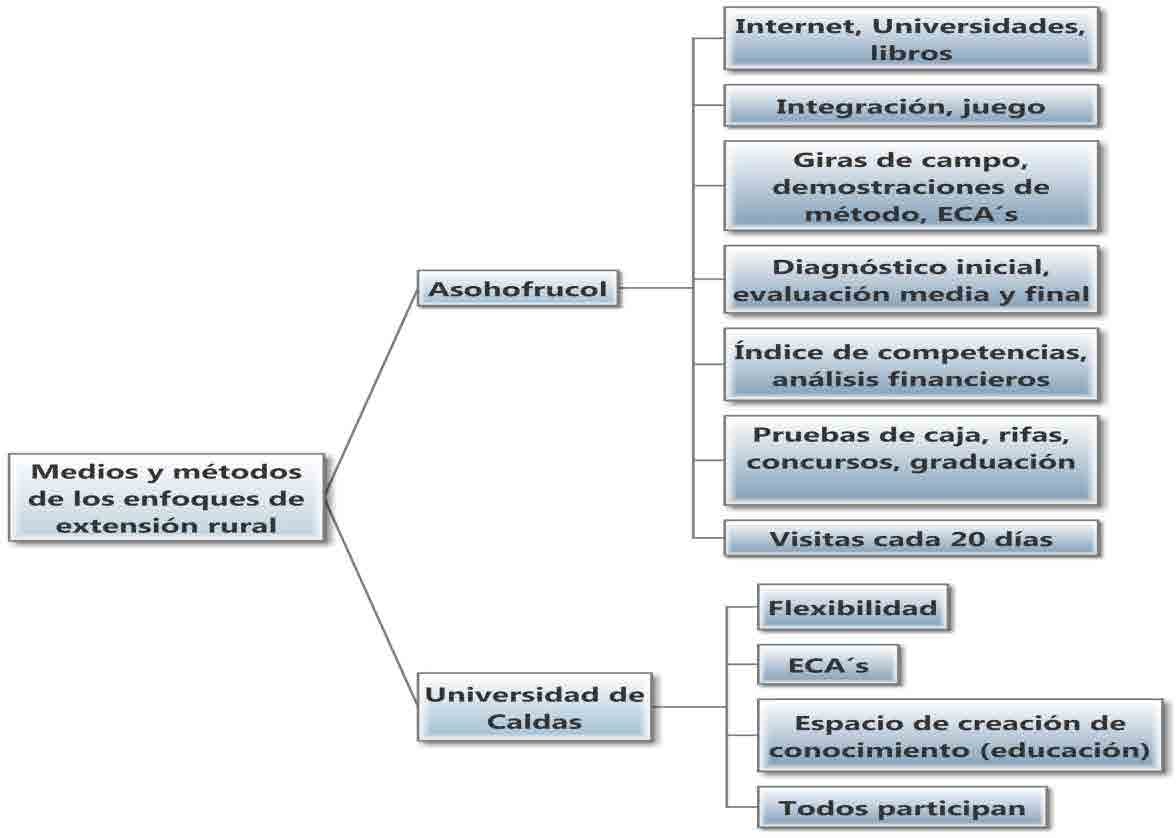 Fig. 3. medios y métodos de los enfoques de extensión rural.