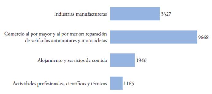 Estructura empresarial Comuna 10 de Medellín por actividad económica