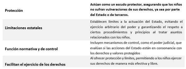 Funciones cruciales en el marco de los derechos de los nios