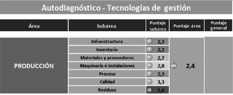 Autodiagnóstico del área de producción.