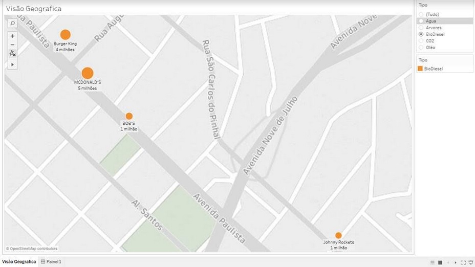 Vis&atilde;o da quantidade de biodiesel produzido pelo &oacute;leo reciclado por franquia