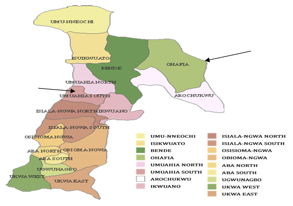 Local governments in the study area