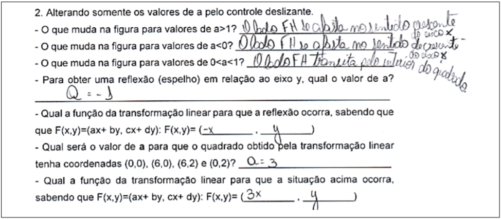 Produ&ccedil;&atilde;o da dupla para a tarefa relativa &agrave; reflex&atilde;o e expans&atilde;o