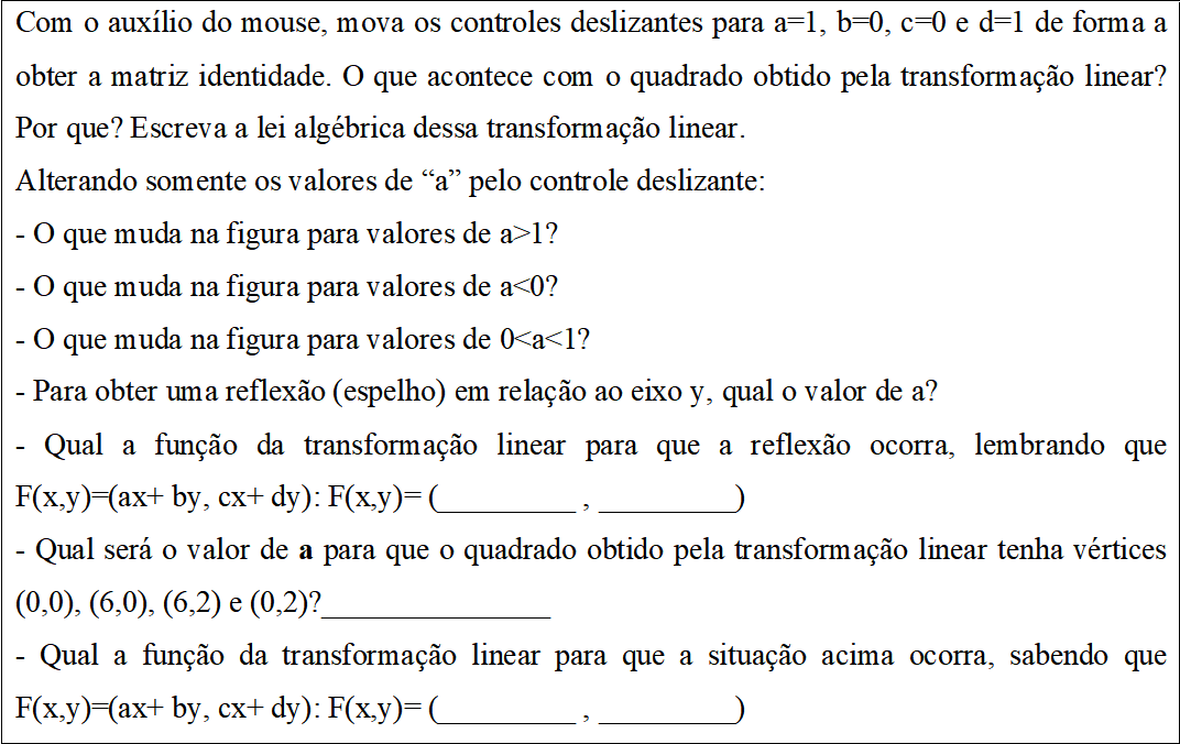 Tarefa relativa &agrave; reflex&atilde;o e expans&atilde;o da Atividade 1